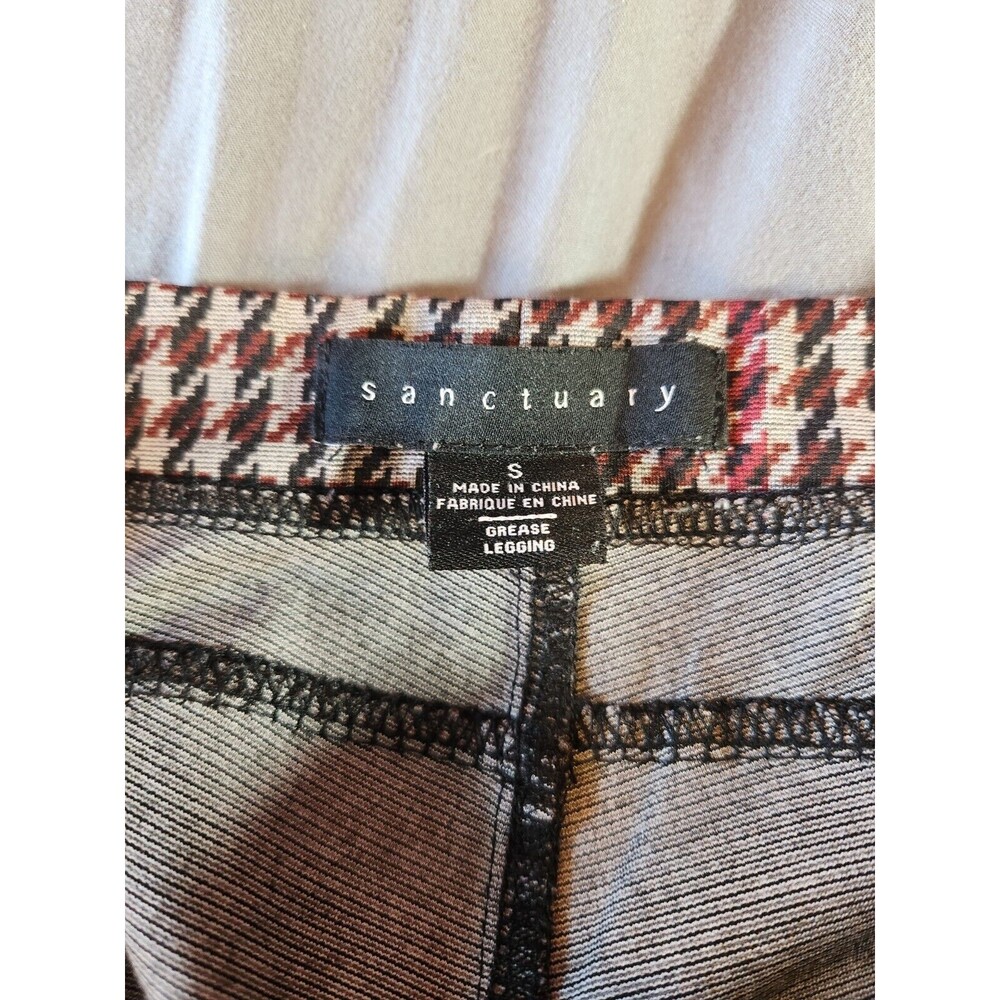 Sanctuary Red Black Houndstooth Pull On Grease Legging Size Small - Picture 3 of 6